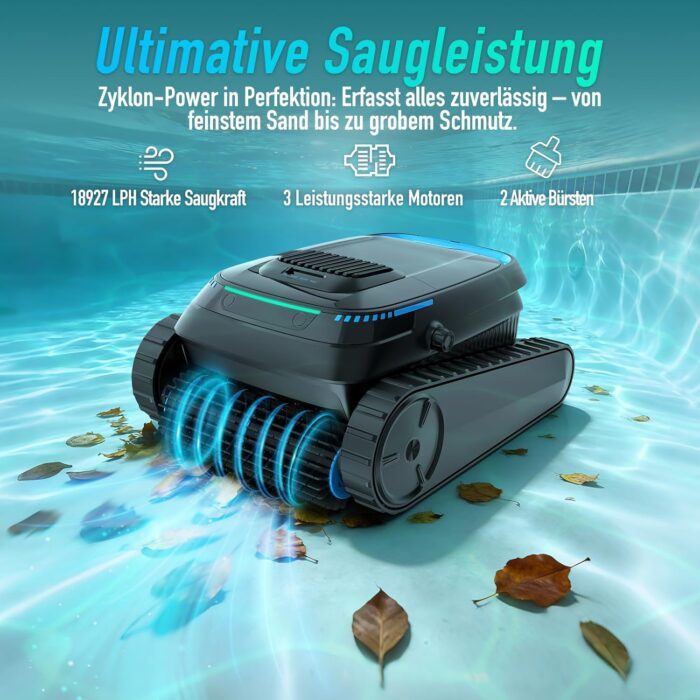 (2026 Neu) BOTLIFE PC10 Poolroboter, Poolsauger Akku Kabelloser, Poolroboter Boden und Wand, Wasserlinie, 18927 LPH, Intelligenten Navigation, Wandklettern, Poolreiniger für Pools bis 170㎡