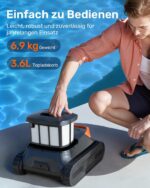 Gosvor (2026 Neu) Poolroboter Wand und Boden, Wasserlinie, Flachzone 4-in-1, Bis zu 200 Min. Laufzeit, Leichtgewicht 6,9 KG, 3μm Ultrafeiner Filter, Poolsuager Akku für Pools bis zu 200 m², Orange