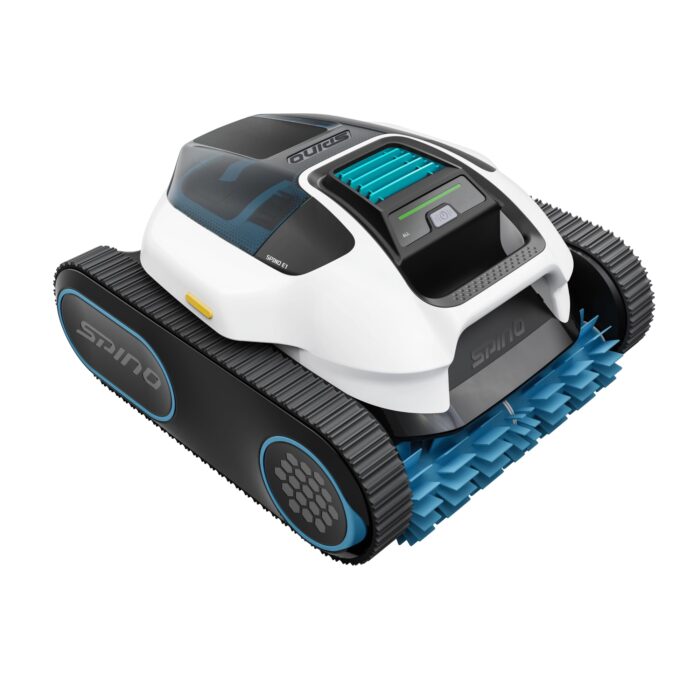 Spino E1 Poolroboter Akku Boden und Wand, 210 Min Kabellos Poolsauger, Max 21950 LPH, Poolreiniger mit 5 Reinigungsmodi, Auto Wasserlinien Parkfunktion, Weiß-Gelb