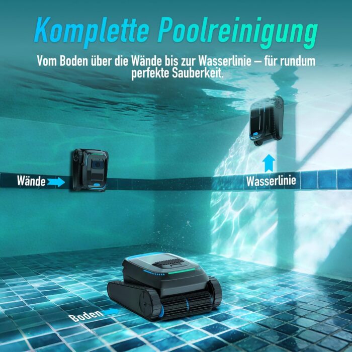 (2026 Neu) BOTLIFE PC10 Poolroboter, Poolsauger Akku Kabelloser, Poolroboter Boden und Wand, Wasserlinie, 18927 LPH, Intelligenten Navigation, Wandklettern, Poolreiniger für Pools bis 170㎡