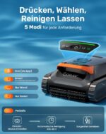 Gosvor (2026 Neu) Poolroboter Wand und Boden, Wasserlinie, Flachzone 4-in-1, Bis zu 200 Min. Laufzeit, Leichtgewicht 6,9 KG, 3μm Ultrafeiner Filter, Poolsuager Akku für Pools bis zu 200 m², Orange