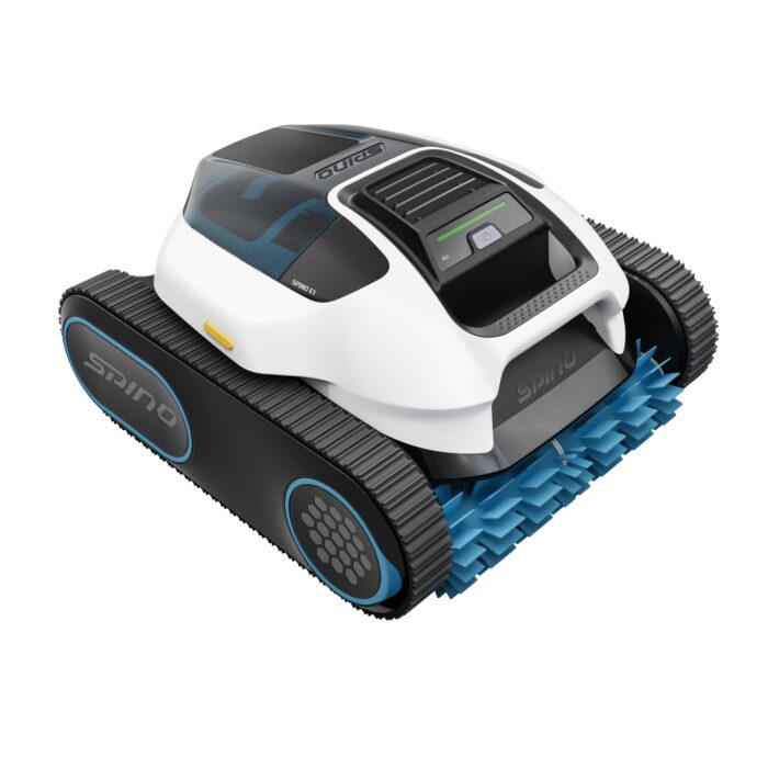 Spino E1 Poolroboter Akku Boden und Wand, 210 Min Kabellos Poolsauger, Max 21950 LPH, Poolreiniger mit 5 Reinigungsmodi, Auto Wasserlinien Parkfunktion, Weiß-Gelb