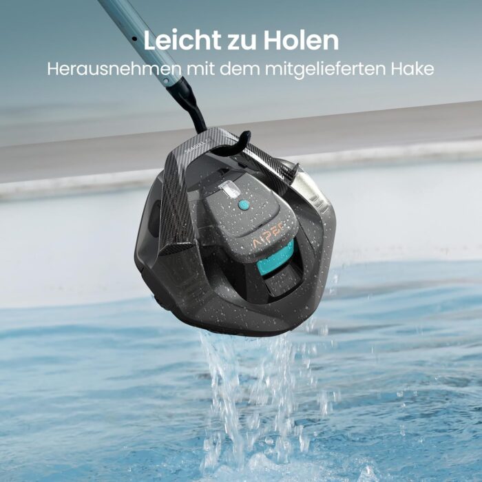 AIPER Poolroboter, Kabellos Poolsauger Akku, Bodensauger mit 90 Min Laufzeit, Automatisches Parken, Dual-Antriebsmotoren & LED-Anzeigen, Ideal für Flachem Boden Pool bis zu 80 m²