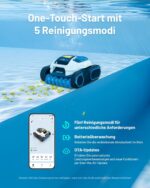 Spino E1 Poolroboter Akku Boden und Wand, 210 Min Kabellos Poolsauger, Max 21950 LPH, Poolreiniger mit 5 Reinigungsmodi, Auto Wasserlinien Parkfunktion, Weiß-Gelb