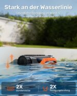 Gosvor (2026 Neu) Poolroboter Wand und Boden, Wasserlinie, Flachzone 4-in-1, Bis zu 200 Min. Laufzeit, Leichtgewicht 6,9 KG, 3μm Ultrafeiner Filter, Poolsuager Akku für Pools bis zu 200 m², Orange