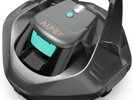 AIPER Poolroboter, Kabellos Poolsauger Akku, Bodensauger mit 90 Min Laufzeit, Automatisches Parken, Dual-Antriebsmotoren & LED-Anzeigen, Ideal für Flachem Boden Pool bis zu 80 m²