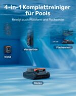 Gosvor (2026 Neu) Poolroboter Wand und Boden, Wasserlinie, Flachzone 4-in-1, Bis zu 200 Min. Laufzeit, Leichtgewicht 6,9 KG, 3μm Ultrafeiner Filter, Poolsuager Akku für Pools bis zu 200 m², Orange