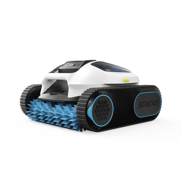 Spino E1 Poolroboter Akku Boden und Wand, 210 Min Kabellos Poolsauger, Max 21950 LPH, Poolreiniger mit 5 Reinigungsmodi, Auto Wasserlinien Parkfunktion, Weiß-Gelb