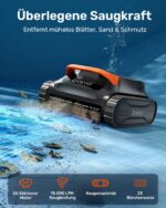 Gosvor (2026 Neu) Poolroboter Wand und Boden, Wasserlinie, Flachzone 4-in-1, Bis zu 200 Min. Laufzeit, Leichtgewicht 6,9 KG, 3μm Ultrafeiner Filter, Poolsuager Akku für Pools bis zu 200 m², Orange