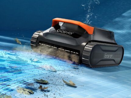 Gosvor (2026 Neu) Poolroboter Wand und Boden, Wasserlinie, Flachzone 4-in-1, Bis zu 200 Min. Laufzeit, Leichtgewicht 6,9 KG, 3μm Ultrafeiner Filter, Poolsuager Akku für Pools bis zu 200 m², Orange