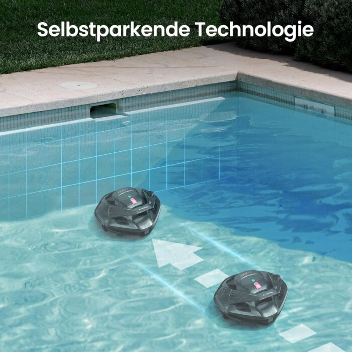 AIPER Poolroboter, Kabellos Poolsauger Akku, Bodensauger mit 90 Min Laufzeit, Automatisches Parken, Dual-Antriebsmotoren & LED-Anzeigen, Ideal für Flachem Boden Pool bis zu 80 m²