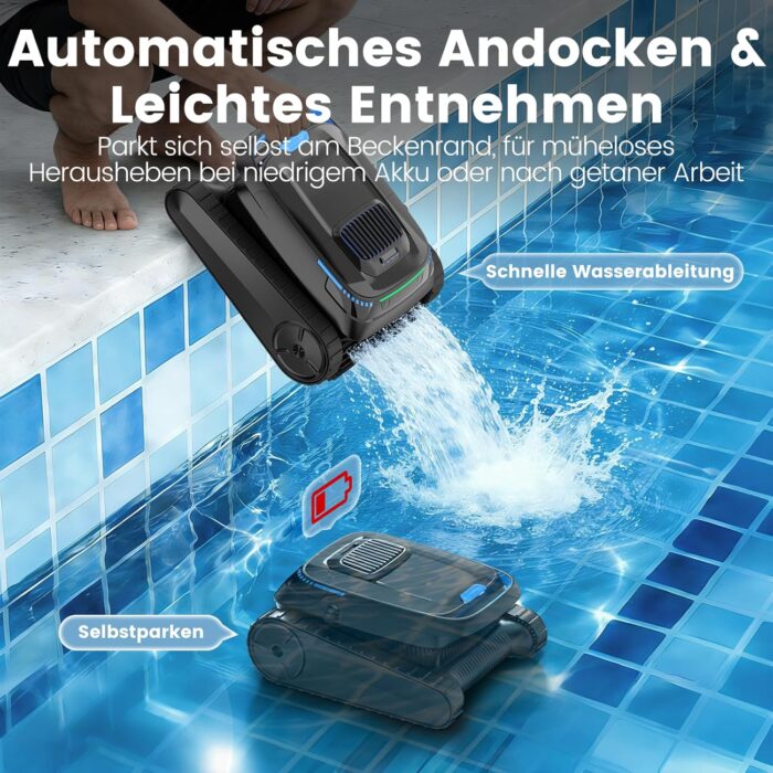 (2026 Upgrade) Poolroboter Boden und Wand, Wasserlinie, Poolsauger Akku Kabelloser, Intelligenter Navigation, 18927LPH Leistungsstarker, Poolreiniger für Pools bis zu 170㎡, PC10
