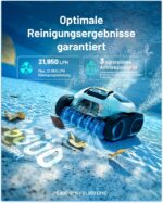 Spino E1 Poolroboter Akku Boden und Wand, 210 Min Kabellos Poolsauger, Max 21950 LPH, Poolreiniger mit 5 Reinigungsmodi, Auto Wasserlinien Parkfunktion, Weiß-Gelb