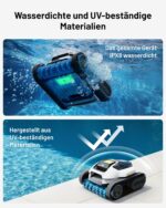 Spino E1 Poolroboter Akku Boden und Wand, 210 Min Kabellos Poolsauger, Max 21950 LPH, Poolreiniger mit 5 Reinigungsmodi, Auto Wasserlinien Parkfunktion, Weiß-Gelb