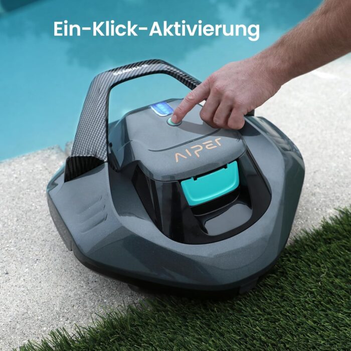 AIPER Poolroboter, Kabellos Poolsauger Akku, Bodensauger mit 90 Min Laufzeit, Automatisches Parken, Dual-Antriebsmotoren & LED-Anzeigen, Ideal für Flachem Boden Pool bis zu 80 m²