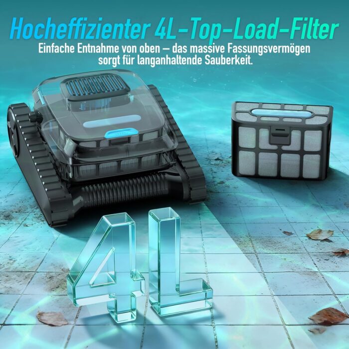 (2026 Neu) BOTLIFE PC10 Poolroboter, Poolsauger Akku Kabelloser, Poolroboter Boden und Wand, Wasserlinie, 18927 LPH, Intelligenten Navigation, Wandklettern, Poolreiniger für Pools bis 170㎡