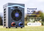 Gre HPM20 – Mini-Wärmepumpe für Aufstellpools bis zu 20 m³, Heizsystem für Aufstellpools, Farbe Grau