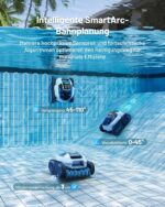 Spino E1 Poolroboter Akku Boden und Wand, 210 Min Kabellos Poolsauger, Max 21950 LPH, Poolreiniger mit 5 Reinigungsmodi, Auto Wasserlinien Parkfunktion, Weiß-Gelb