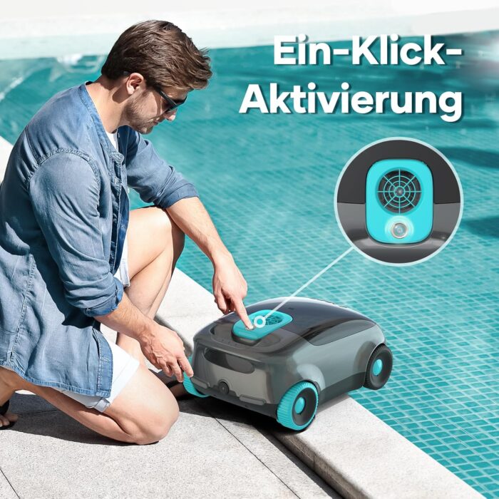 AIPER Kabelloser Poolroboter, Automatische Poolreiniger mit Fortschrittliche Partikelfiltration, 100-130 Minuten Akkulaufzeit, Auto-Park-Technologie, ideal für Oberirdische Pools bis zu 100㎡