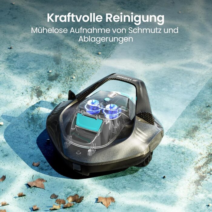 AIPER Poolroboter, Kabellos Poolsauger Akku, Bodensauger mit 90 Min Laufzeit, Automatisches Parken, Dual-Antriebsmotoren & LED-Anzeigen, Ideal für Flachem Boden Pool bis zu 80 m²