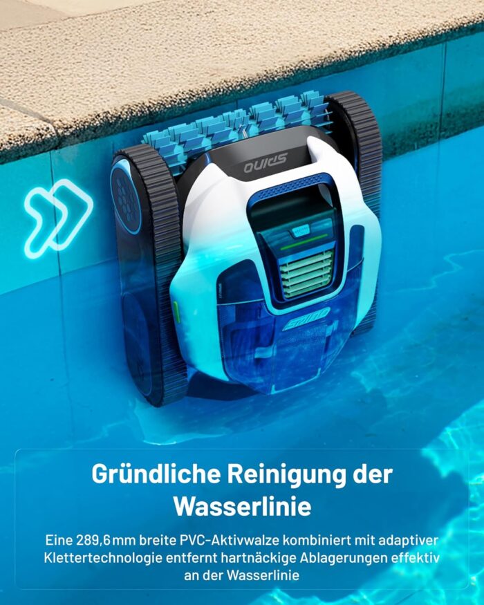 Spino E1 Poolroboter Akku Boden und Wand, 210 Min Kabellos Poolsauger, Max 21950 LPH, Poolreiniger mit 5 Reinigungsmodi, Auto Wasserlinien Parkfunktion, Weiß-Gelb