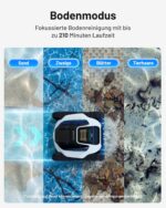 Spino E1 Poolroboter Akku Boden und Wand, 210 Min Kabellos Poolsauger, Max 21950 LPH, Poolreiniger mit 5 Reinigungsmodi, Auto Wasserlinien Parkfunktion, Weiß-Gelb