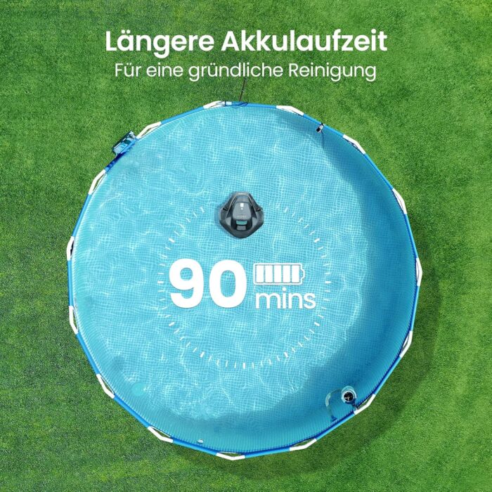 AIPER Poolroboter, Kabellos Poolsauger Akku, Bodensauger mit 90 Min Laufzeit, Automatisches Parken, Dual-Antriebsmotoren & LED-Anzeigen, Ideal für Flachem Boden Pool bis zu 80 m²